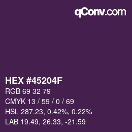 Color code: HEX #45204F | qconv.com