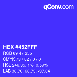 Color code: HEX #452FFF | qconv.com