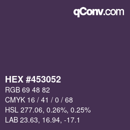 カラーコード: HEX #453052 | qconv.com