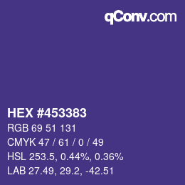 Color code: HEX #453383 | qconv.com