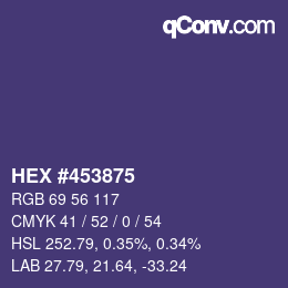 Farbcode: HEX #453875 | qconv.com