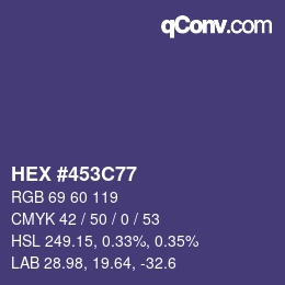 Color code: HEX #453C77 | qconv.com
