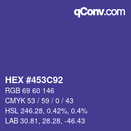 Color code: HEX #453C92 | qconv.com