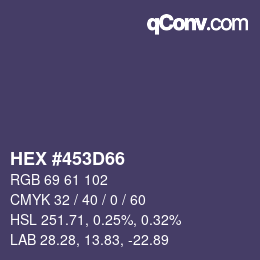 颜色代码: HEX #453D66 | qconv.com