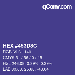 Color code: HEX #453D8C | qconv.com