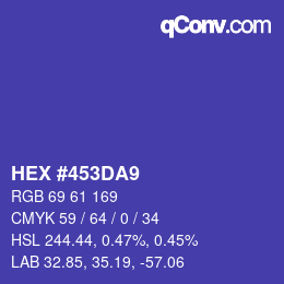 Color code: HEX #453DA9 | qconv.com