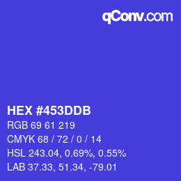 Color code: HEX #453DDB | qconv.com