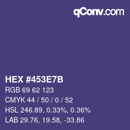 Farbcode: HEX #453E7B | qconv.com