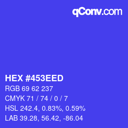Color code: HEX #453EED | qconv.com
