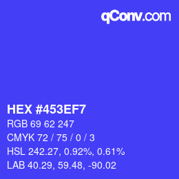 Color code: HEX #453EF7 | qconv.com