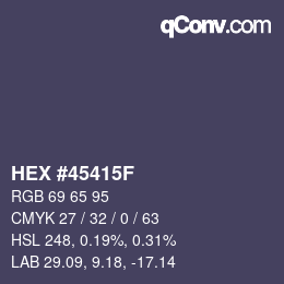 Color code: HEX #45415F | qconv.com