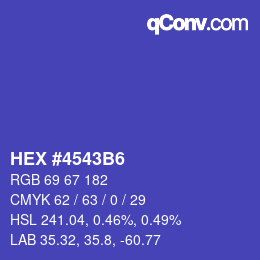 Color code: HEX #4543B6 | qconv.com