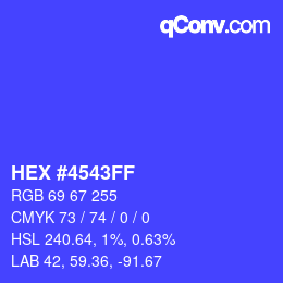 カラーコード: HEX #4543FF | qconv.com