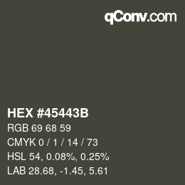 Color code: HEX #45443B | qconv.com
