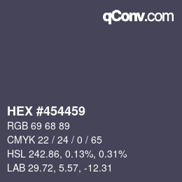 カラーコード: HEX #454459 | qconv.com