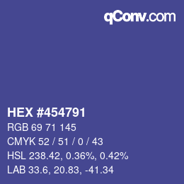 Color code: HEX #454791 | qconv.com