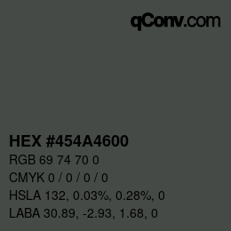 Code couleur: HEX #454A4600 | qconv.com