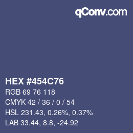 カラーコード: HEX #454C76 | qconv.com
