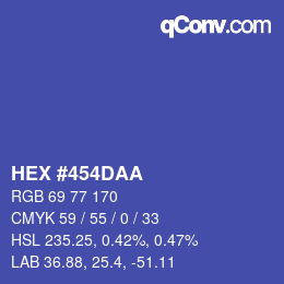 Color code: HEX #454DAA | qconv.com
