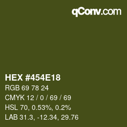 Farbcode: HEX #454E18 | qconv.com