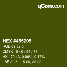 颜色代码: HEX #455205 | qconv.com