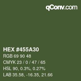 颜色代码: HEX #455A30 | qconv.com