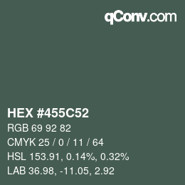 カラーコード: HEX #455C52 | qconv.com