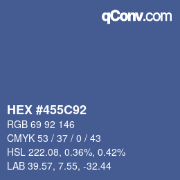 颜色代码: HEX #455C92 | qconv.com