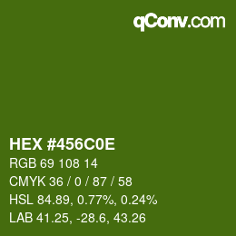 Color code: HEX #456C0E | qconv.com