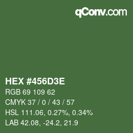 Color code: HEX #456D3E | qconv.com