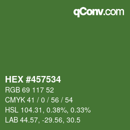 Color code: HEX #457534 | qconv.com