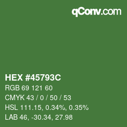 Color code: HEX #45793C | qconv.com