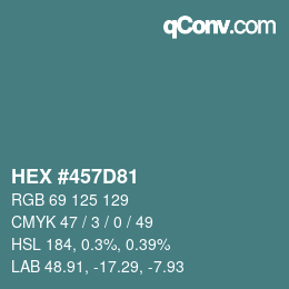 Code couleur: HEX #457D81 | qconv.com