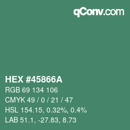 Color code: HEX #45866A | qconv.com