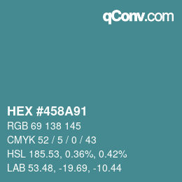 颜色代码: HEX #458A91 | qconv.com