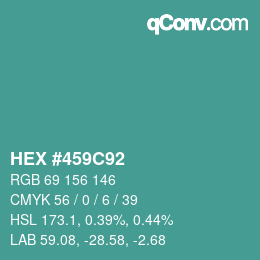 Color code: HEX #459C92 | qconv.com