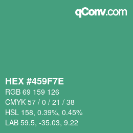 Farbcode: HEX #459F7E | qconv.com