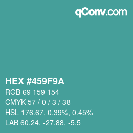 Color code: HEX #459F9A | qconv.com