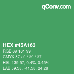 Farbcode: HEX #45A163 | qconv.com