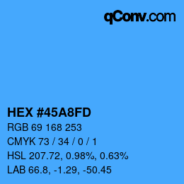 Color code: HEX #45A8FD | qconv.com