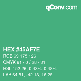 Color code: HEX #45AF7E | qconv.com