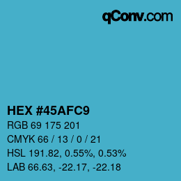 Farbcode: HEX #45AFC9 | qconv.com