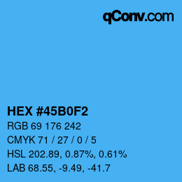 カラーコード: HEX #45B0F2 | qconv.com
