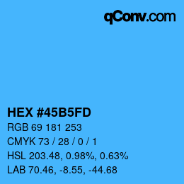カラーコード: HEX #45B5FD | qconv.com