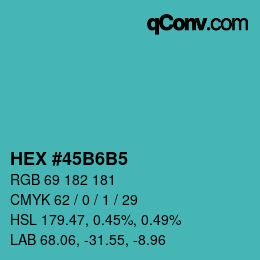 カラーコード: HEX #45B6B5 | qconv.com