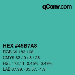 カラーコード: HEX #45B7A8 | qconv.com