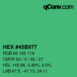 カラーコード: HEX #45B977 | qconv.com