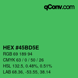 カラーコード: HEX #45BD5E | qconv.com