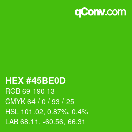 Color code: HEX #45BE0D | qconv.com