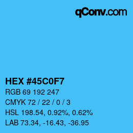 颜色代码: HEX #45C0F7 | qconv.com
